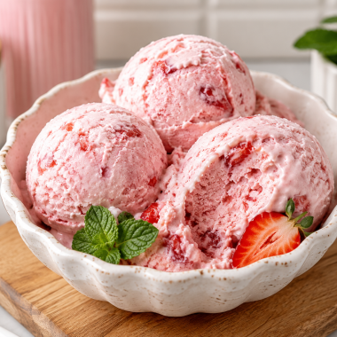 Creamy Strawberry Cheesecake Cottage Cheese Ice Cream