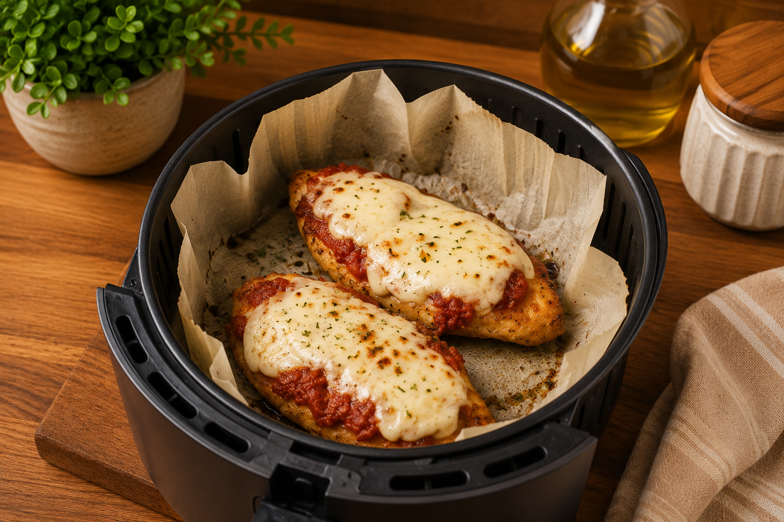 3-Ingredient Air Fryer Cheesy Mozzarella Chicken