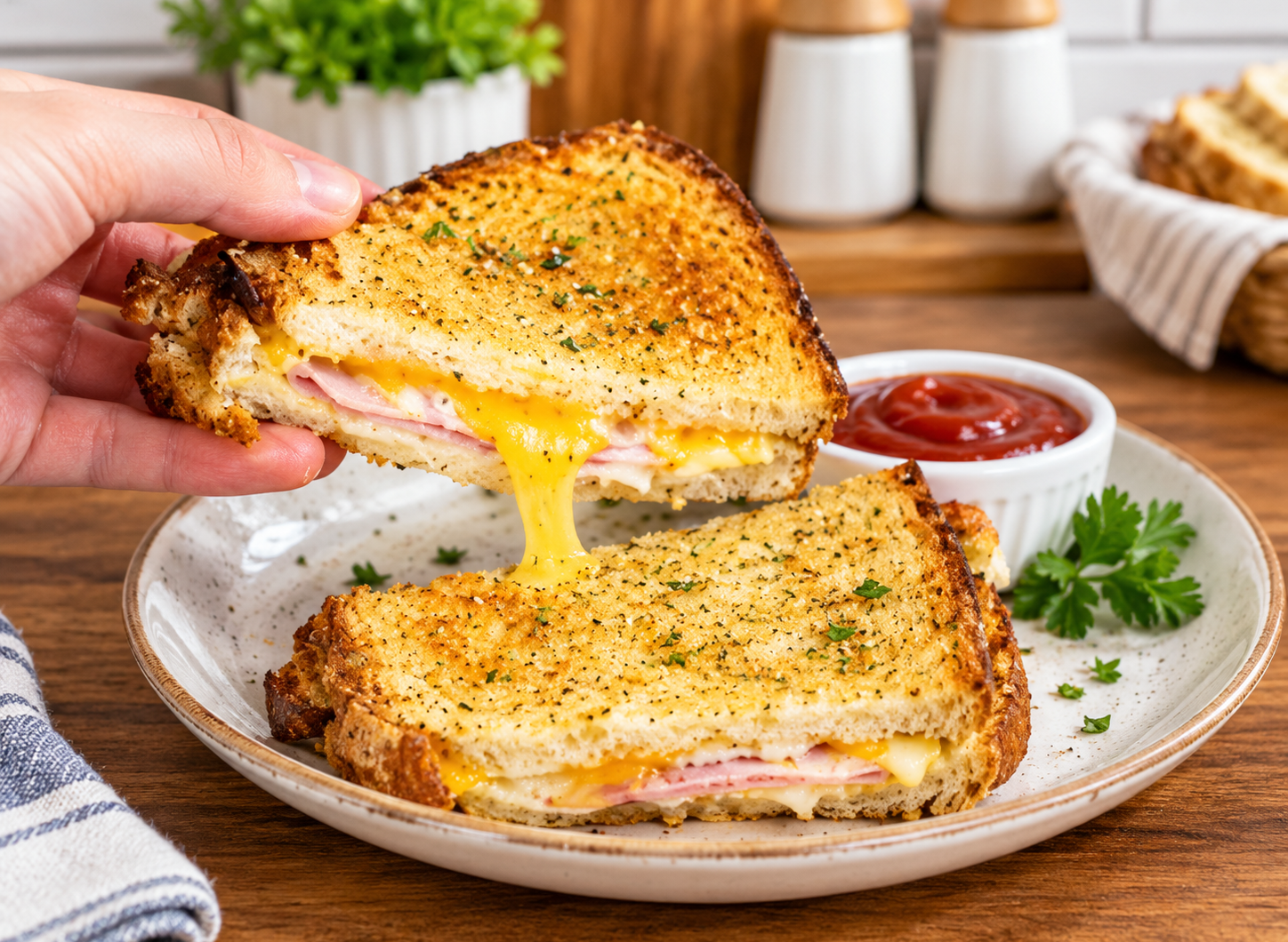 Air Fryer Ham & Cheese Sandwich